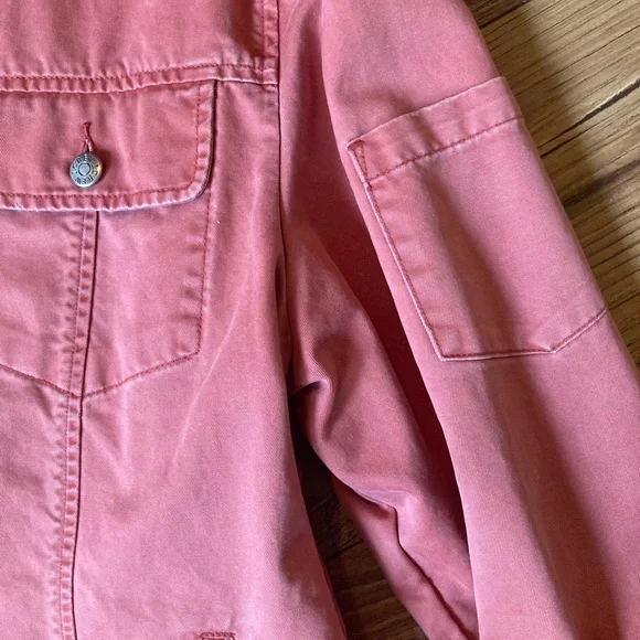 J.Crew Classic Denim Jacket Coral- Size Large - Picture 8 of 11